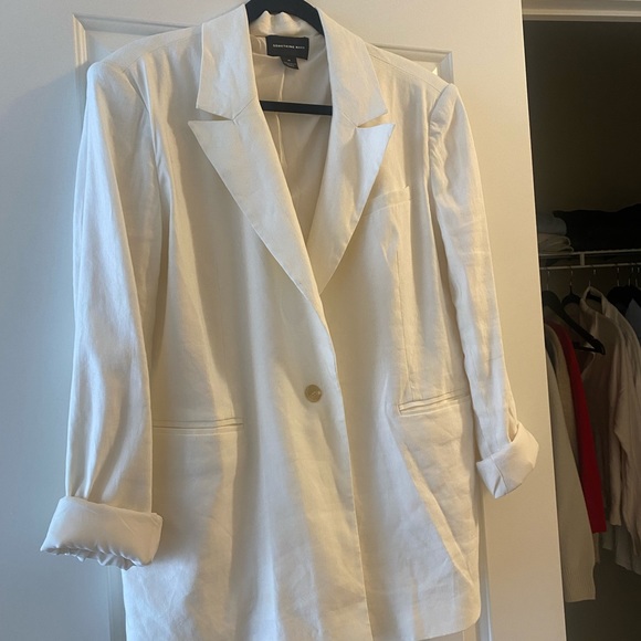 White linen Something Navy blazer - Picture 1 of 2